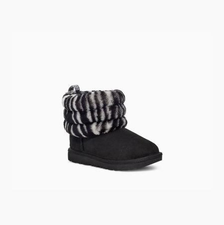 UGG Fluff Mini Quilted Zebra Black White Boots for Toddlers (AGCI51096)